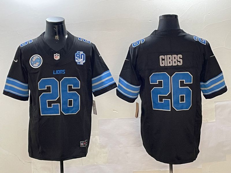 Men Detroit Lions #26 Gibbs Black three generations 2024 Nike Limited NFL Jersey style 4->detroit lions->NFL Jersey